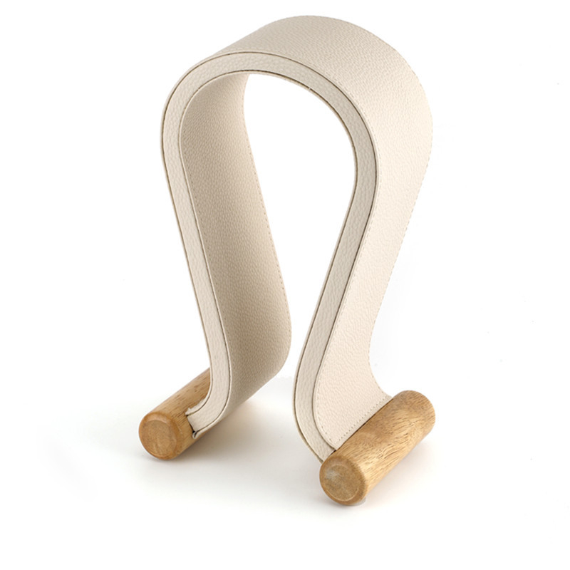 Datora galda austiņu statīvs ar PU ādas virsmu un valriekstu koka kājām, modelis 2018e01, svars 0,6 kg