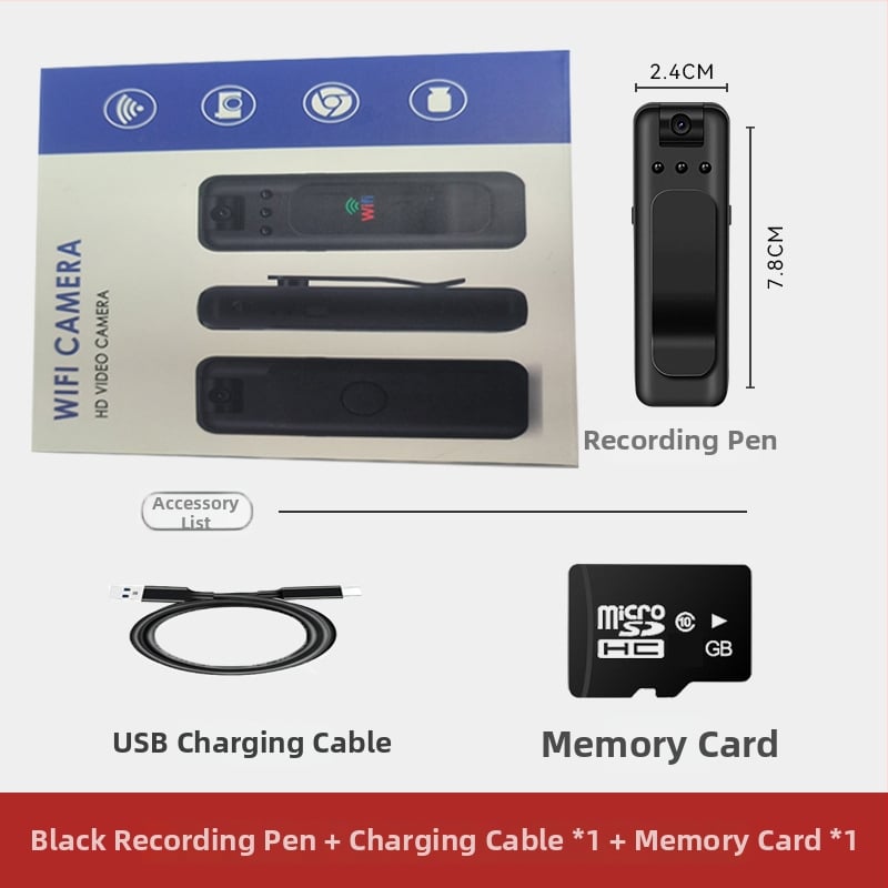 Okos HD hangrögzítő klip-onnal a hátsó rögzítéshez, USB 2.0, TF-kártya, 5.1-csatornás mikrofon, 4-6 órás felvétel, videófelvétel