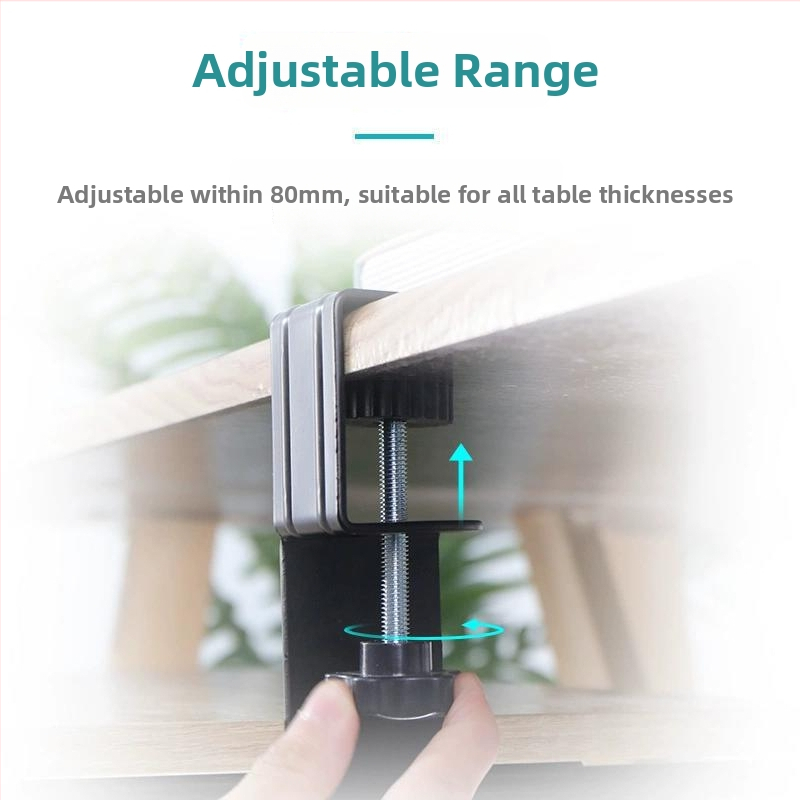 Asztali billentyűzet-támasz fúrás nélküli felszereléssel, az íróasztal alatt, csúszó sínnel és klipszekkel – modern, minimalist dizájn irodai és otthoni használatra