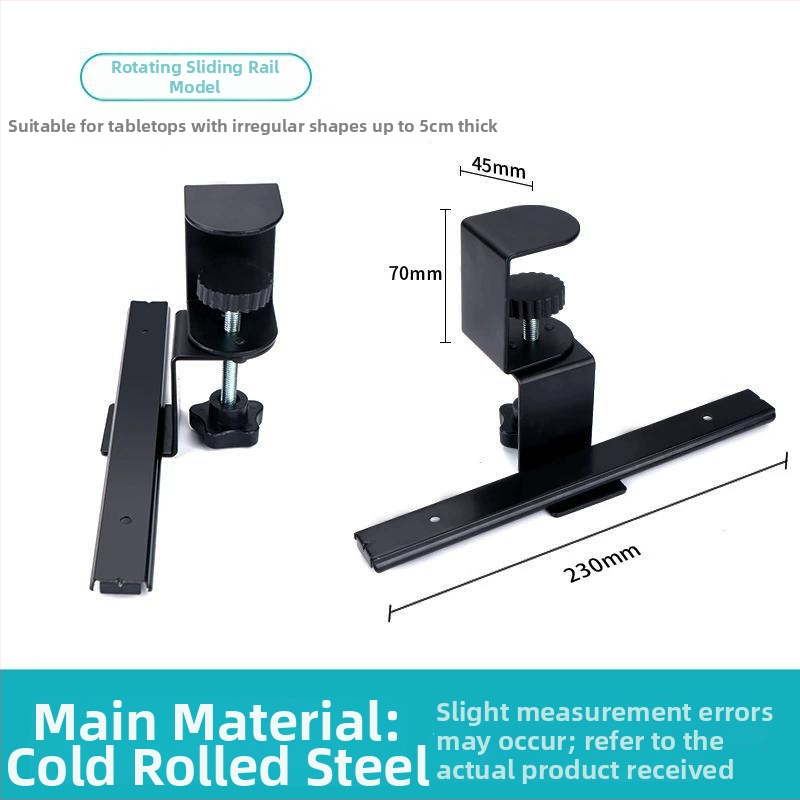 Asztali billentyűzet-támasz fúrás nélküli felszereléssel, az íróasztal alatt, csúszó sínnel és klipszekkel – modern, minimalist dizájn irodai és otthoni használatra