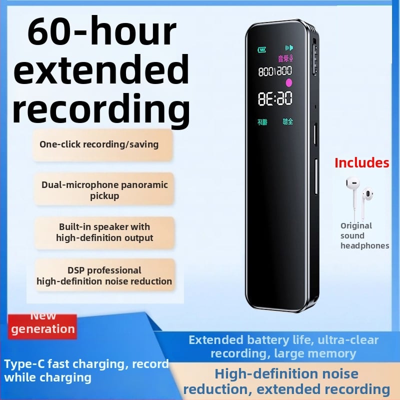 Prenosný diktafón s potlačením šumu, model 01, veľká kapacita, dlhá pohotovostná doba, profesionálny konferenčný diktafón