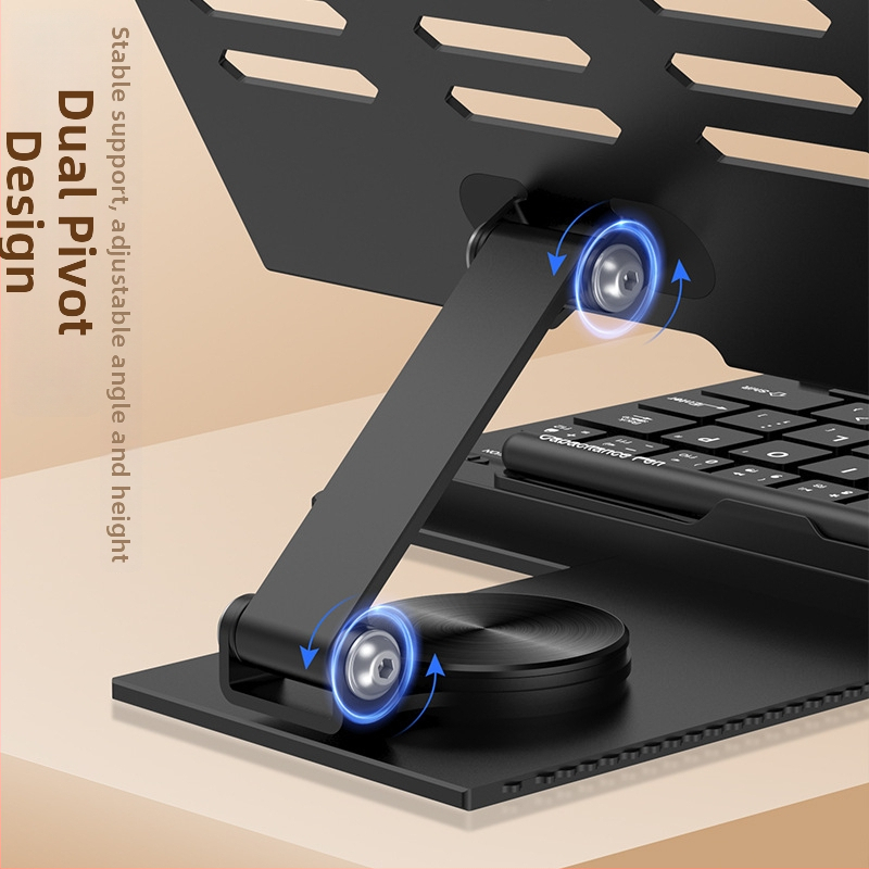 Otáčavý stojan na notebook a tablet s 360° otáčaním; kompatibilný so Samsung Fold sériou a Huawei Mate X/Mate XS sériou; hmotnosť 600 g; obsahuje kapacitný pero s klávesnicou a myšou.