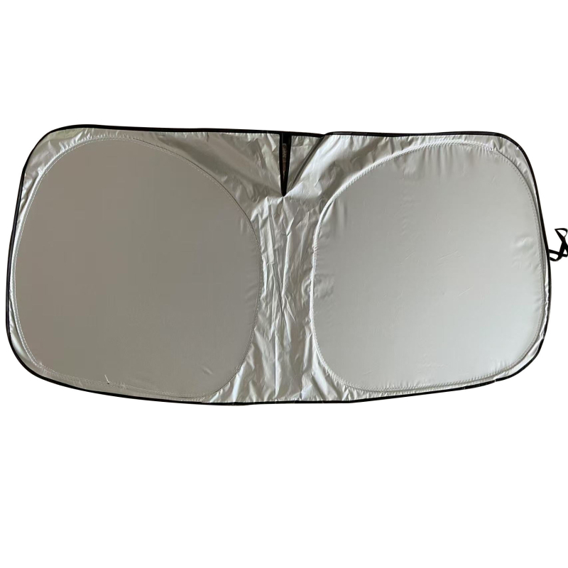 Автомобилен сенник за предното стъкло – поръчково направен, печат на лого, материал: сребърна лента, телескопично монтиране