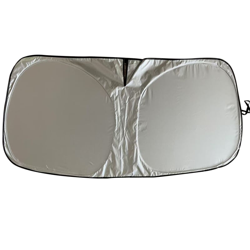 Автомобилен сенник за предното стъкло – поръчково направен, печат на лого, материал: сребърна лента, телескопично монтиране