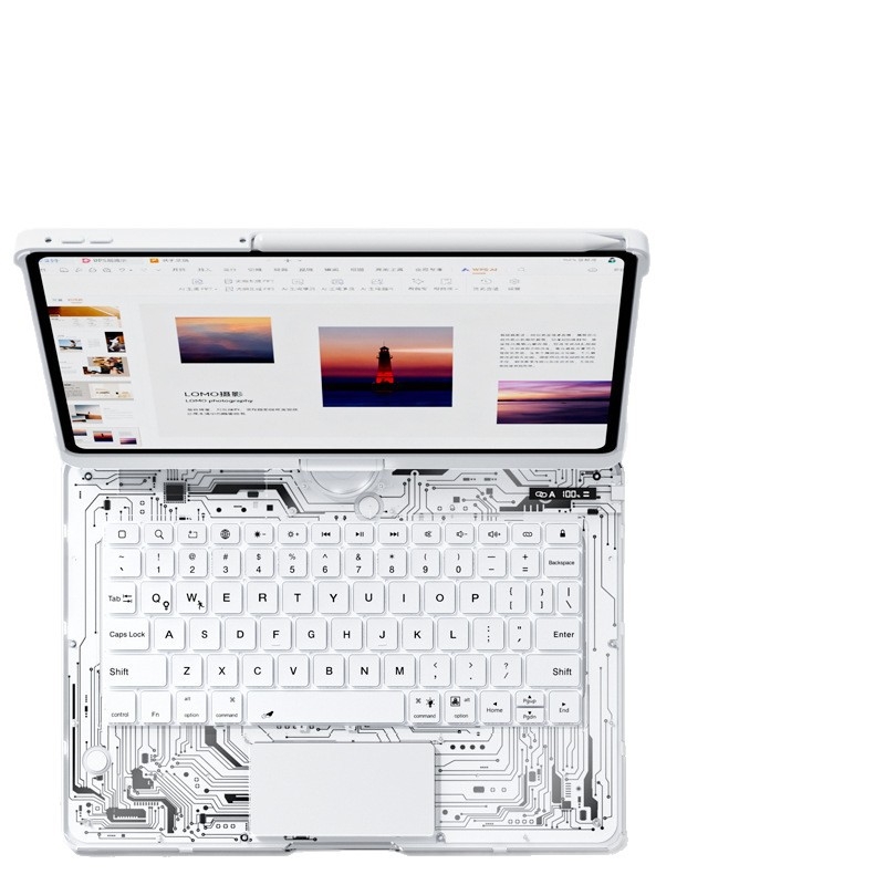 Prozirno okretno kućište za zaštitu tipkovnice s pozadinskim osvjetljenjem i stalkom za Huawei MatePad Air 12 i 11.5S