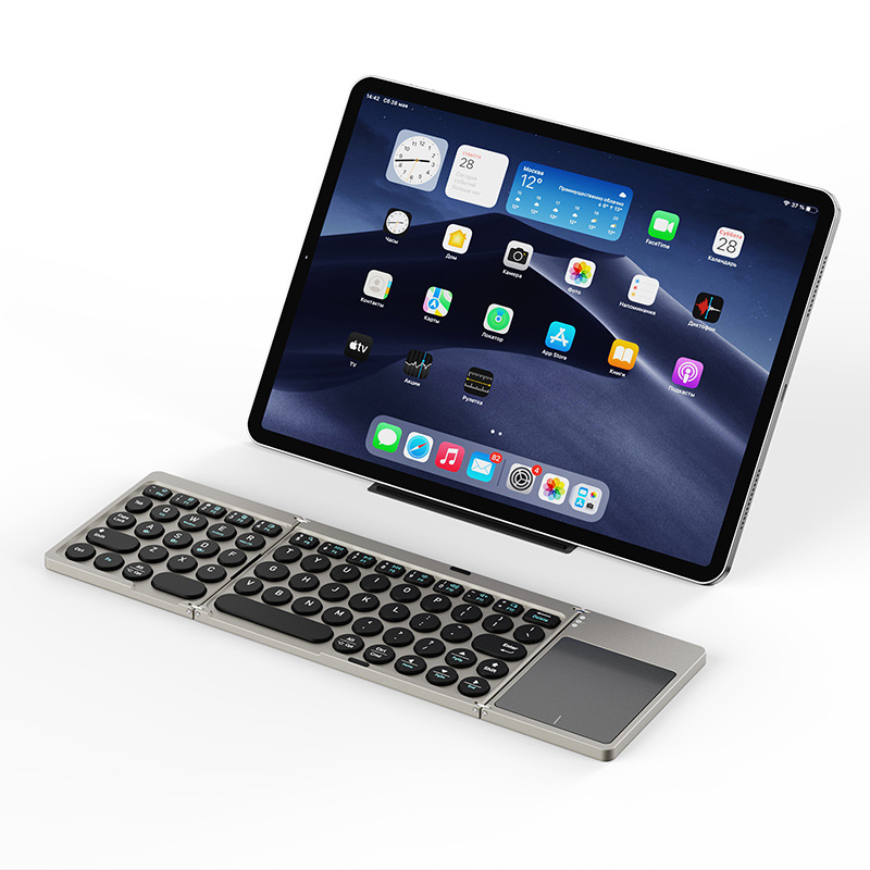 Bežična Bluetooth tipkovnica s magnetnim držačem, trodijelnim sklopivim dizajnom; univerzalna za telefone i tablete; ABS+PU; težina 0,4 kg.