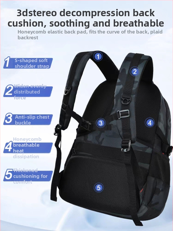 Καμουφλαρισμένο σακίδιο Oxford για αγόρια μαθητές γυμνασίου-λυκείου, αδιάβροχο, ανθεκτικό στη φθορά, προστασία της σπονδυλικής στήλης, καμπύλοι ιμάντες ώμου