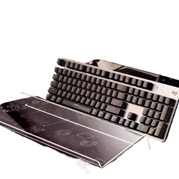 Klaviatūras pacēlāja statīvs ar galda tastatūras plauktu — caurspīdīgs akrils