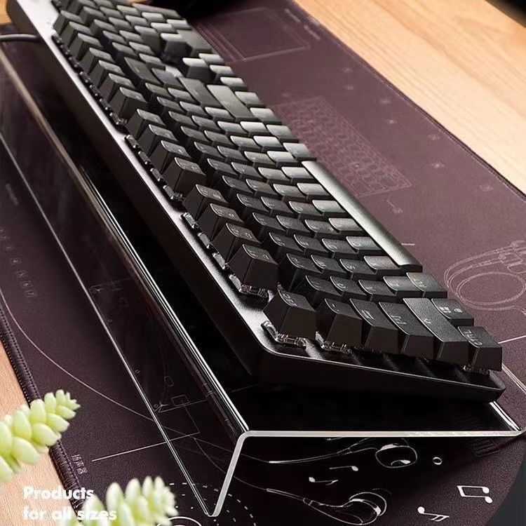 Klaviatūras pacēlāja statīvs ar galda tastatūras plauktu — caurspīdīgs akrils