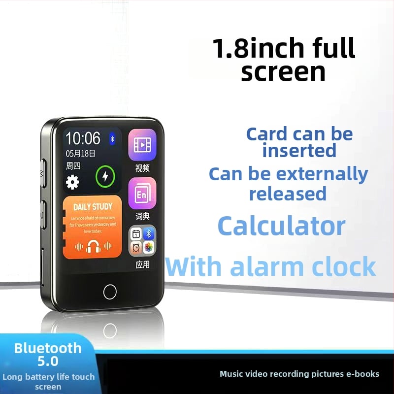 MP4 hudobný prehrávač s dotykovým displejom, Bluetooth, USB 2.0, TF karta do 128GB – MP3/WMA/FLAC/APE