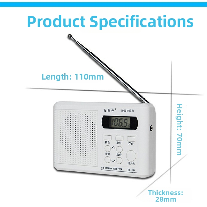 Rádio Baisheng BL-231 pre CET-4/6 angličtinu – automatické ladenie staníc, MP3 podpora a digitálny displej