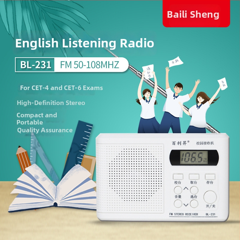 Rádio Baisheng BL-231 pre CET-4/6 angličtinu – automatické ladenie staníc, MP3 podpora a digitálny displej