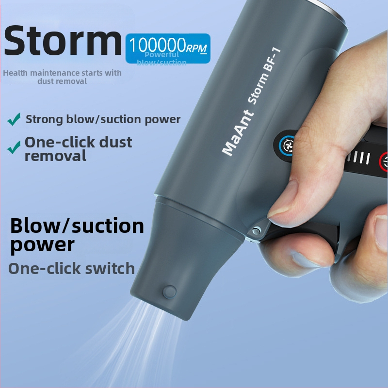 Ant Xin BF-1 Putekļu tīrīšanas gaisa pistole ar aspirēšanu un pūšanu, integrēts turbo ventilators, piemērots viedtālruņiem, datoriem, GPU un tastatūrām