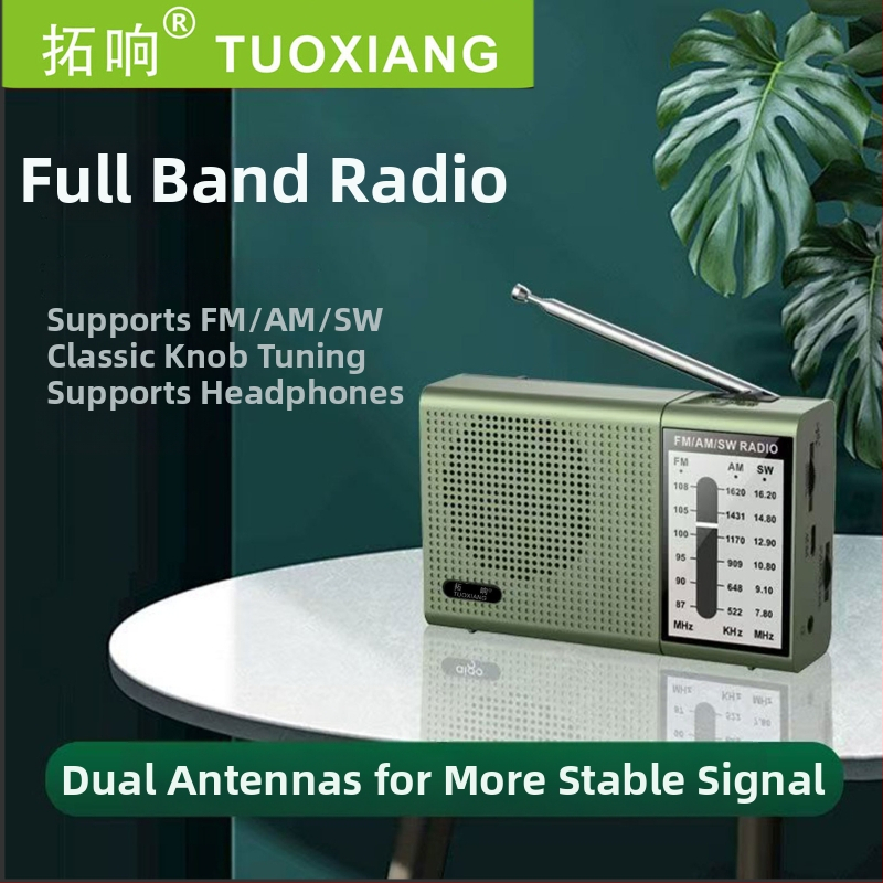 Radio T-6673 – Pārvietojams pilna diapazona radio vecākiem, 50 staciju atmiņa, MP3 atbalsts, 1200 mAh akumulatora jauda