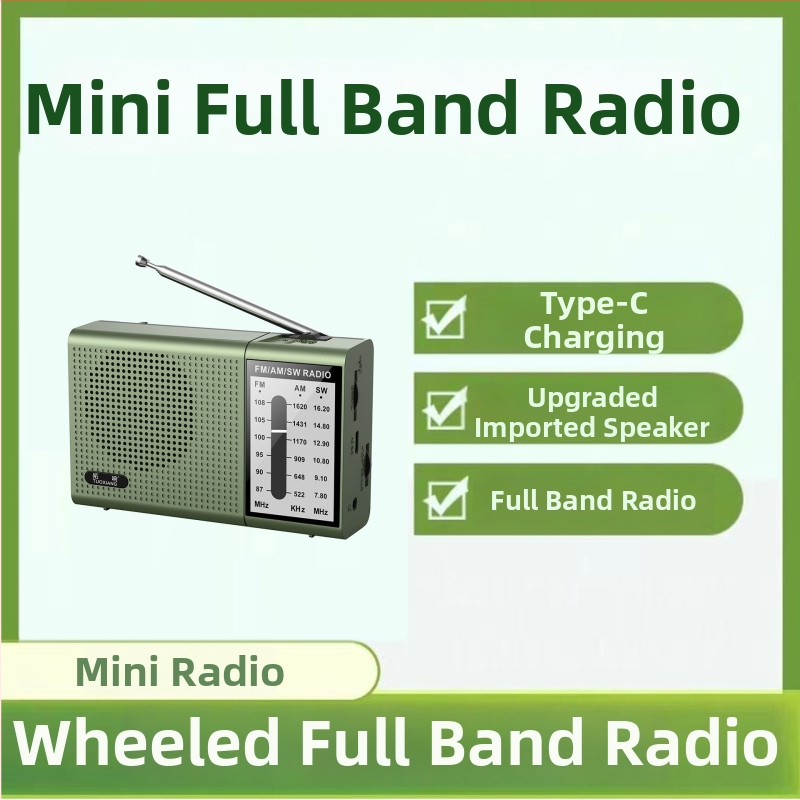 Radio T-6673 – Pārvietojams pilna diapazona radio vecākiem, 50 staciju atmiņa, MP3 atbalsts, 1200 mAh akumulatora jauda