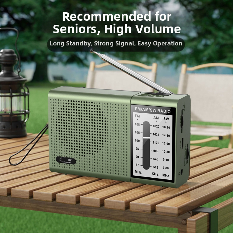 Radio T-6673 – Pārvietojams pilna diapazona radio vecākiem, 50 staciju atmiņa, MP3 atbalsts, 1200 mAh akumulatora jauda