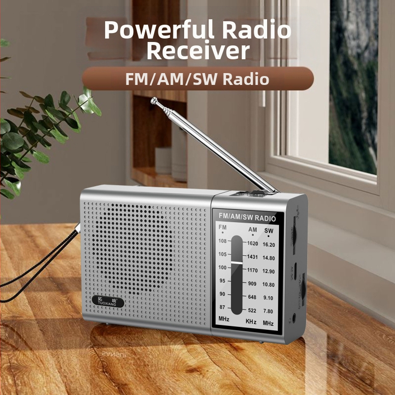 Radio T-6673 – Pārvietojams pilna diapazona radio vecākiem, 50 staciju atmiņa, MP3 atbalsts, 1200 mAh akumulatora jauda