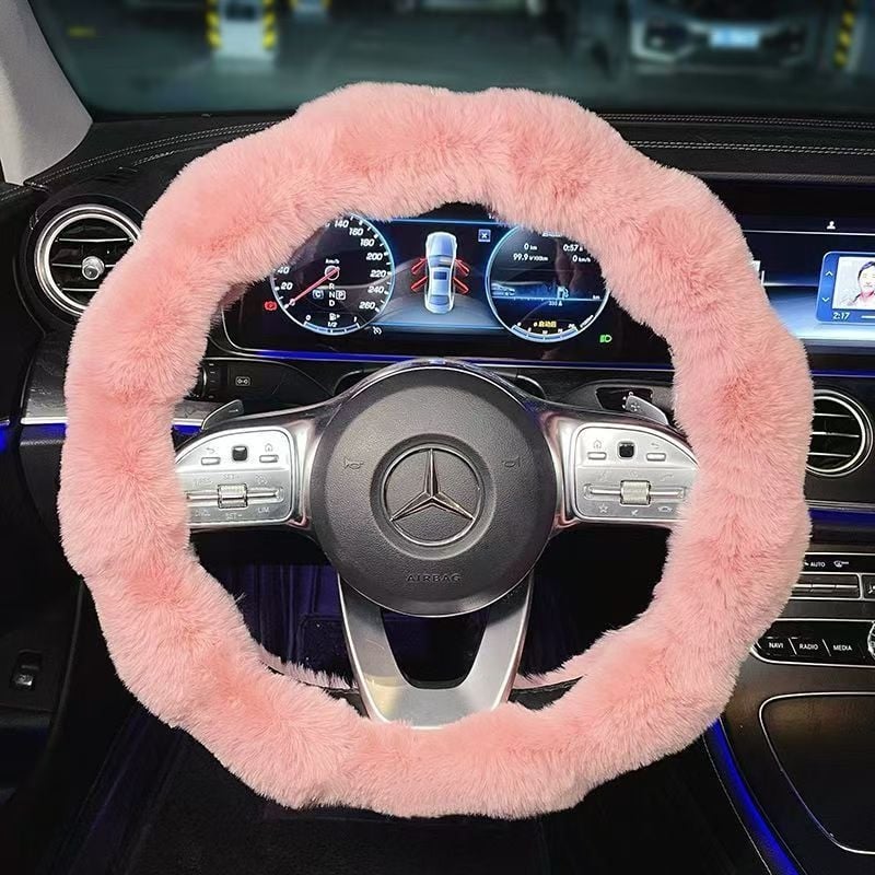 Zimska navlaka za volan od umjetnog pliša s bubble velúrom, protuklizna, univerzalna prilagodba, sladak stil