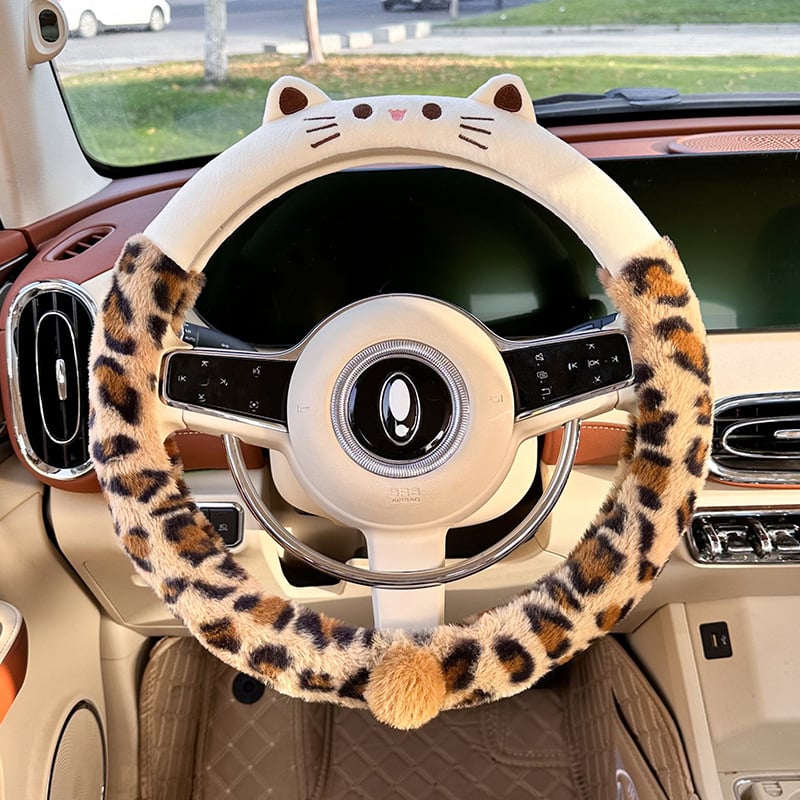 Navlaka za volan od pliša za automobil, zimska toplina, s vezenim uzorkom, univerzalna prilagodba, ručno šivena