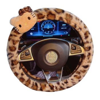Navlaka za volan automobila – leopard uzorak, zimska upotreba, univerzalni način ugradnje, šiveno strojem
