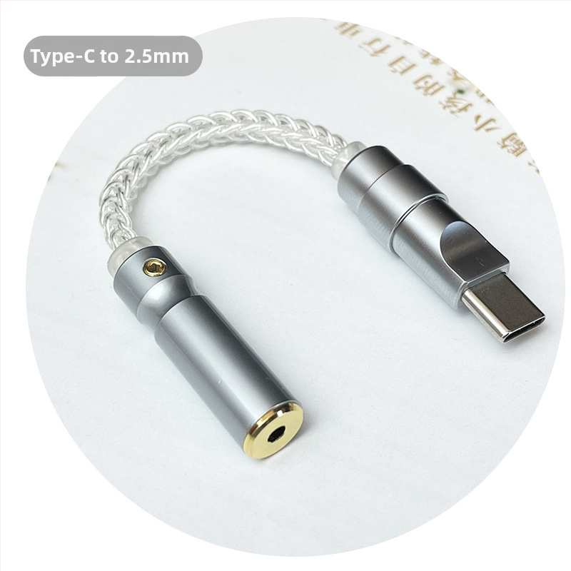 Type-C na 2,5/3,5/4,4 mm audio DAC adapter s Ruiyun ALC5686 čipom, patch kabel, OEM