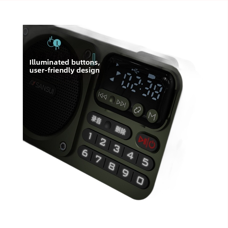 Sansui F22 Bluetooth skaļrunis ar FM radio, pārnēsājams daudzfunkcionāls ar USB/SD kartes ierakstu un digitālo displeju