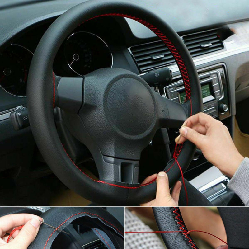 Navlaka za volan od mikrovlakna - ručno šivana, za sve sezone, opća ugradnja, poslovni stil