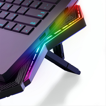 Chladič za notebook s 6 ventilatora, RGB rasvjeta, dodirni prekidač, metalna mreža baze, težina 0,84 kg