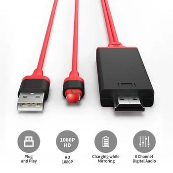 Cablu adaptor Lightning către HDTV pentru Apple — interfață OTG, cip DR340, miez din cupru, conector P8