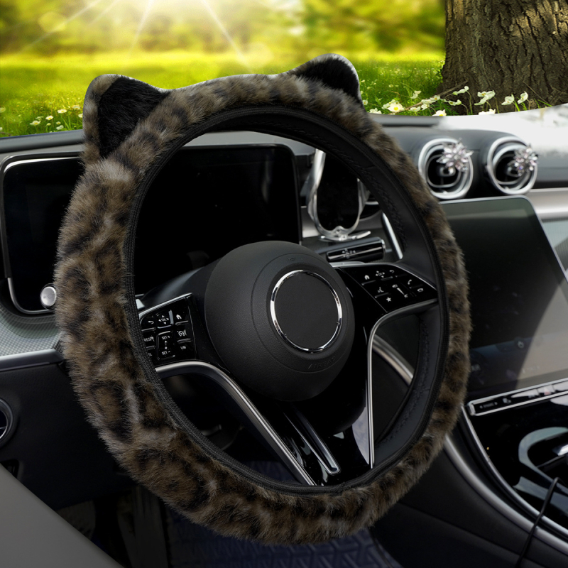 Navlaka za volan automobila - slatko pliš, bez unutarnjeg prstena, standardni montažni postupak, zimska uporaba