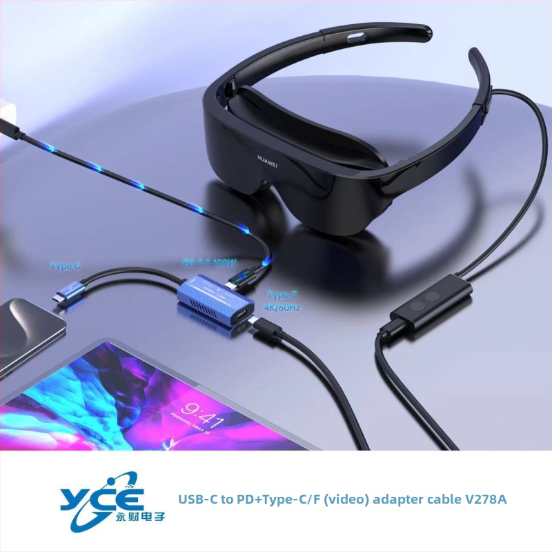 Type-C na HDMI adaptér pre AR okuliare - HDMI rozhranie, AR čip, USB-C hub, prenos dát 3.1