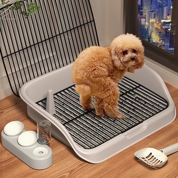 Toaletă pentru câini cu bazin de nisip pentru curățarea fecalelor — pentru câini mici și de talie medie, automată, anti-pas, bazin de urină cu punct fix, material PP, brand Dry Rice Cat