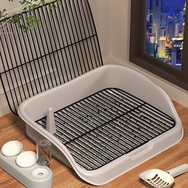 Toaletă pentru câini cu bazin de nisip pentru curățarea fecalelor — pentru câini mici și de talie medie, automată, anti-pas, bazin de urină cu punct fix, material PP, brand Dry Rice Cat