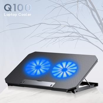 Răcitor pentru laptop cu două ventilatoare, răcire cu aer, plasă metalică, modelul Q100