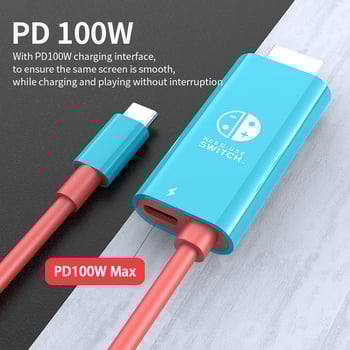 Cablu adaptor Type-C la HDMI pentru Nintendo Switch și monitor Huawei 4K, 2 m, 4K30Hz