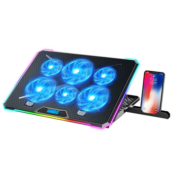 Padă de răcire pentru laptop K15, răcire cu aer, 6 ventilatoare, plasă metalică și plastic