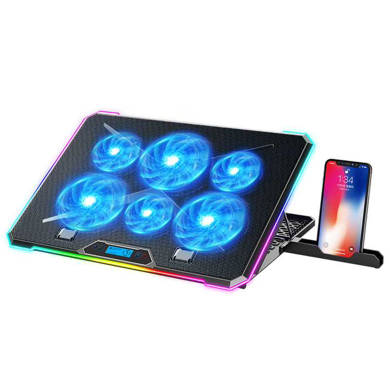 Padă de răcire pentru laptop K15, răcire cu aer, 6 ventilatoare, plasă metalică și plastic