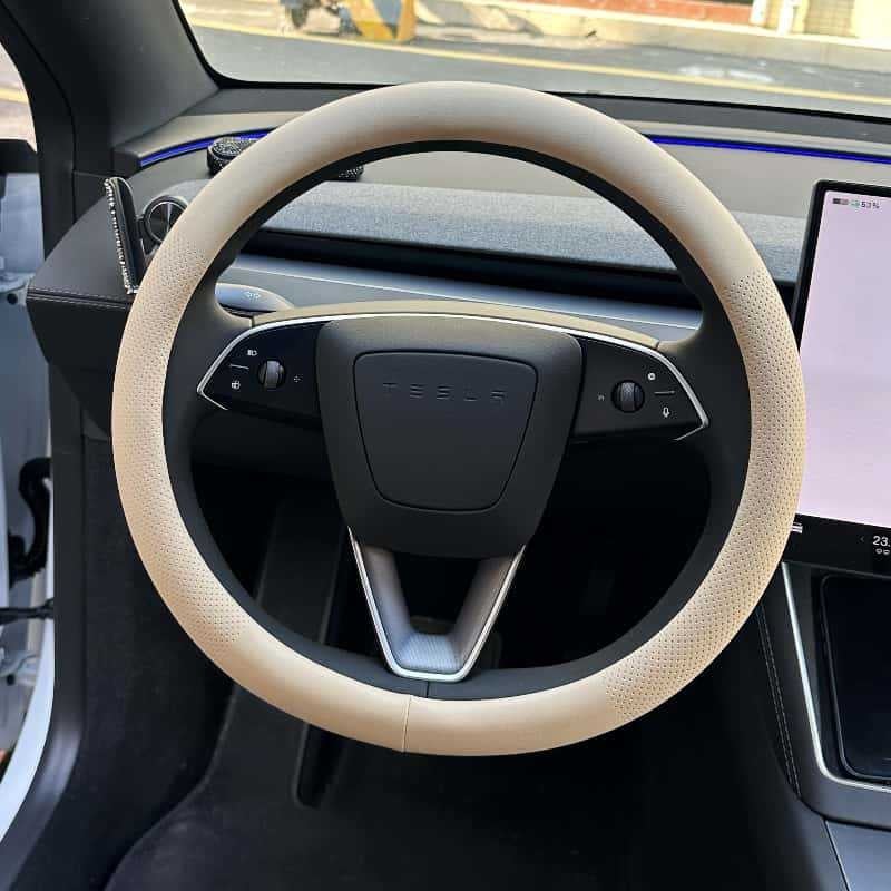 Navlaka za volan za Tesla Model 3 i Model Y, ultratanka prirodna koža, za sve sezone