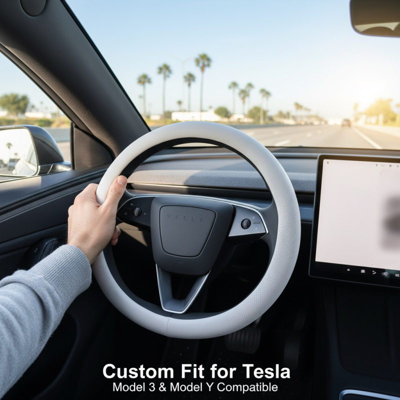 Navlaka za volan za Tesla Model 3 i Model Y, ultratanka prirodna koža, za sve sezone