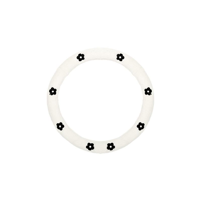 Acoperire volan auto din pluș, iarnă, model Camelia, potrivire universală, diametru 38 cm