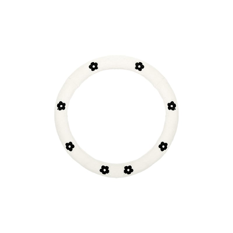 Acoperire volan auto din pluș, iarnă, model Camelia, potrivire universală, diametru 38 cm