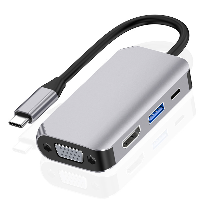 Cablu adaptor Type-C cu hub HDMI de 4 porturi, nucleu din cupru, viteză de transfer 500