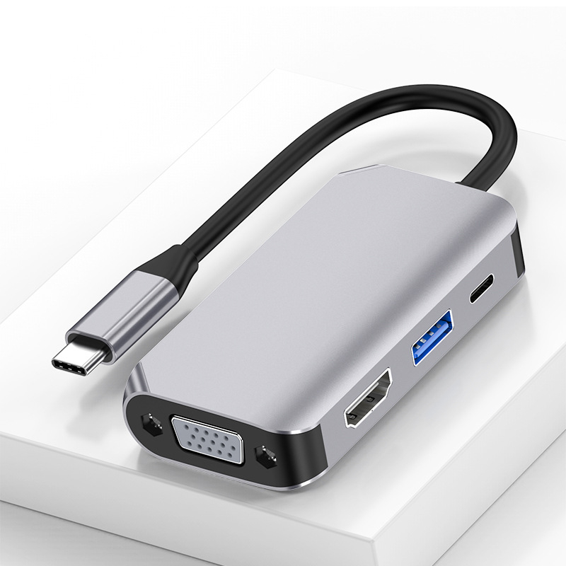 Cablu adaptor Type-C cu hub HDMI de 4 porturi, nucleu din cupru, viteză de transfer 500