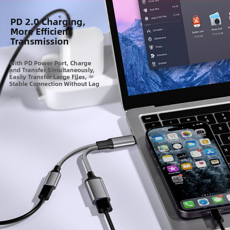 Type-C docking hub 1-to-2 adaptor, USB proširenje, USB 2.0, bakreno jezgro