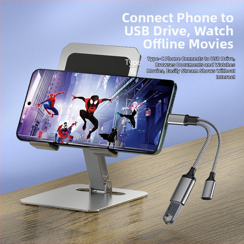 Type-C docking hub 1-to-2 adaptor, USB proširenje, USB 2.0, bakreno jezgro