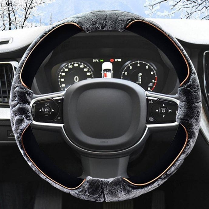 Pokrov volana - zimski pliš, otisak uzorak, univerzalna prilagodba, kompatibilno s Volvo XC60/S90/XC40/S60L/V40S80L