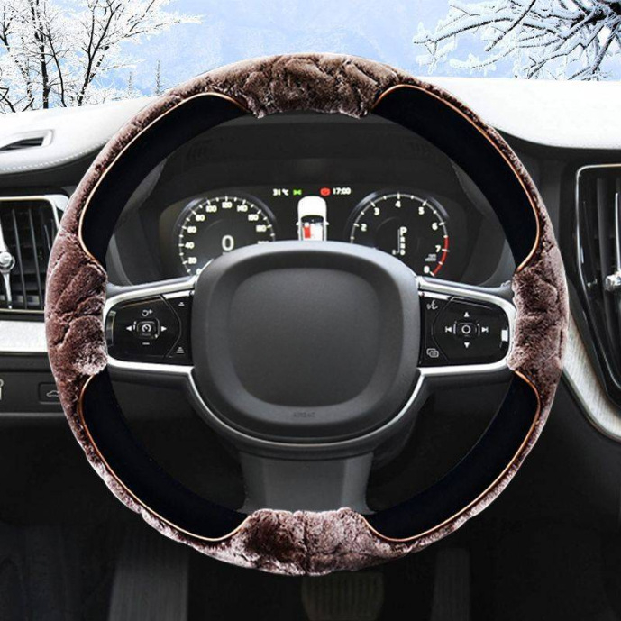 Pokrov volana - zimski pliš, otisak uzorak, univerzalna prilagodba, kompatibilno s Volvo XC60/S90/XC40/S60L/V40S80L