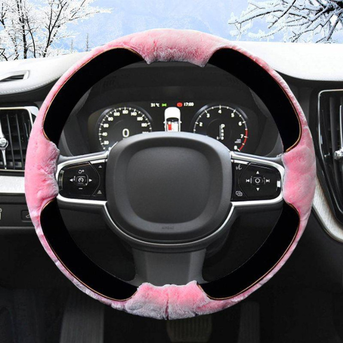 Pokrov volana - zimski pliš, otisak uzorak, univerzalna prilagodba, kompatibilno s Volvo XC60/S90/XC40/S60L/V40S80L