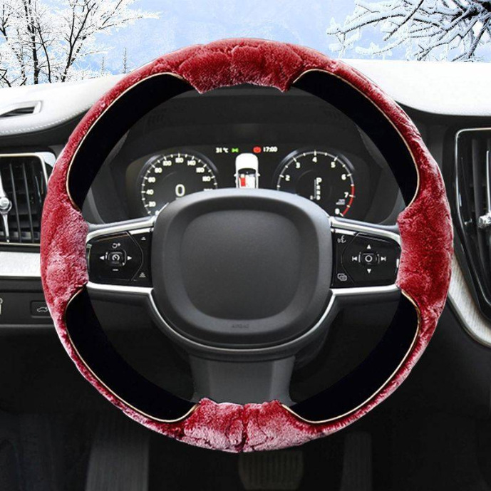 Pokrov volana - zimski pliš, otisak uzorak, univerzalna prilagodba, kompatibilno s Volvo XC60/S90/XC40/S60L/V40S80L