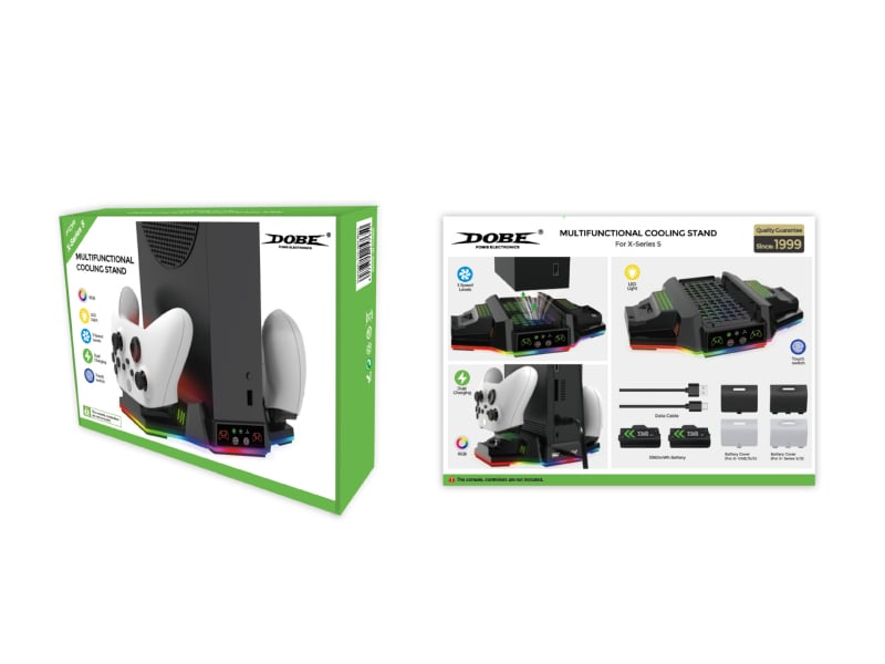 Βάση ψύξης Xbox Series S με RGB φωτισμό, βάση φόρτισης χειριστή με μπαταρία, USB διεπαφή, ABS περίβλημα